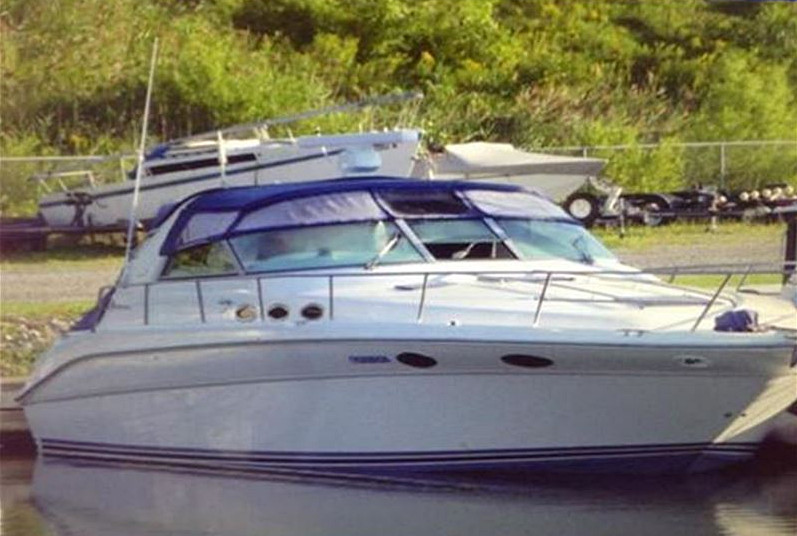 1995 SEARAY 370 SUNDANCER USED POWER BOAT FOR SALE IN THE HAMILTON AREA OF LAKE ONTARIO WEST OF TORONTO, ONTARIO, CANADA